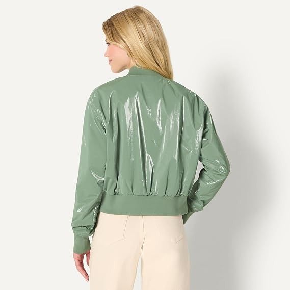 Green Shiny Bomber Jacket image 4